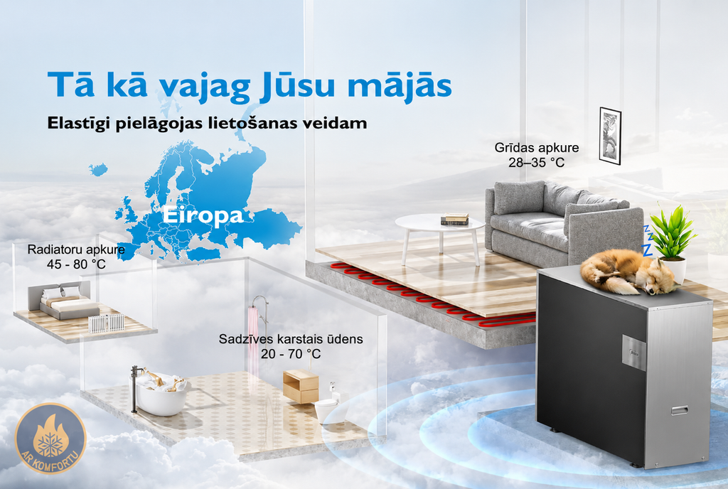 Gaiss ūdens siltumsūknis Midea 12kW, M-thermal Nature sērija R290, Monobloks
