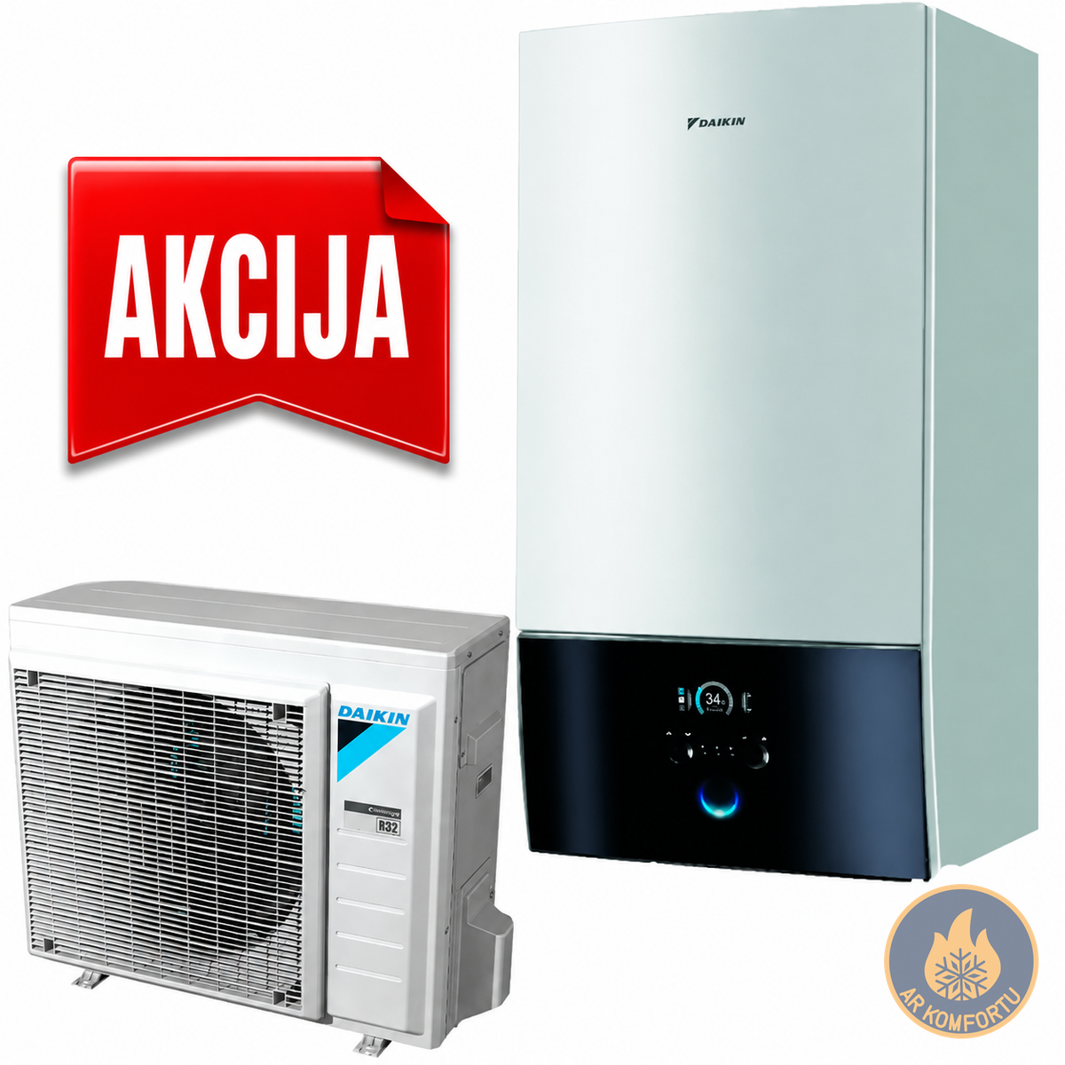 Gaiss–ūdens siltumsūknis Daikin Altherma 3, 6 kW – EHBX08E9W / ERGA06EVH