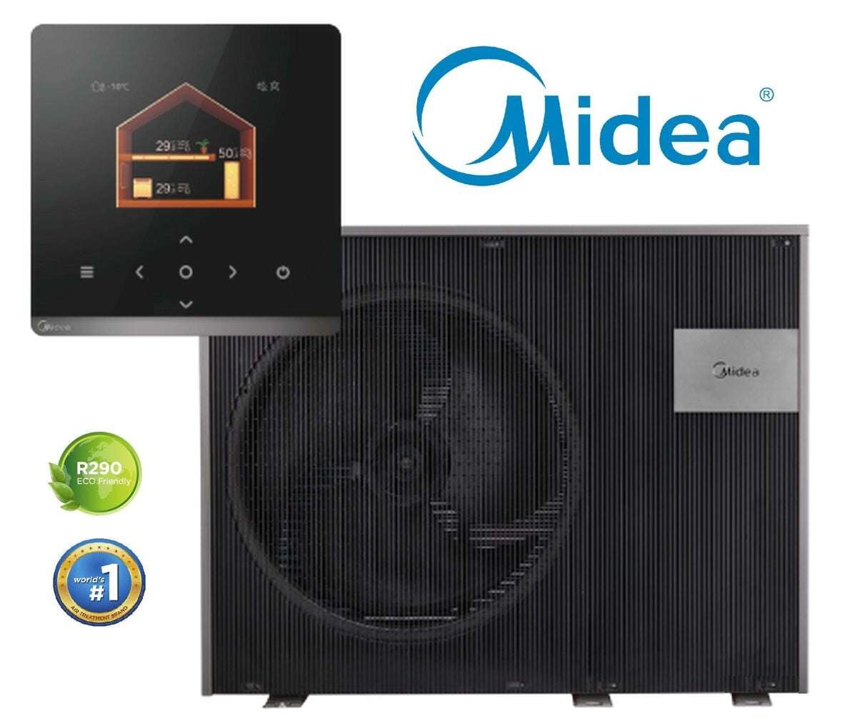 Gaiss ūdens siltumsūknis Midea 16kW, M-thermal Nature sērija R290, Monobloks