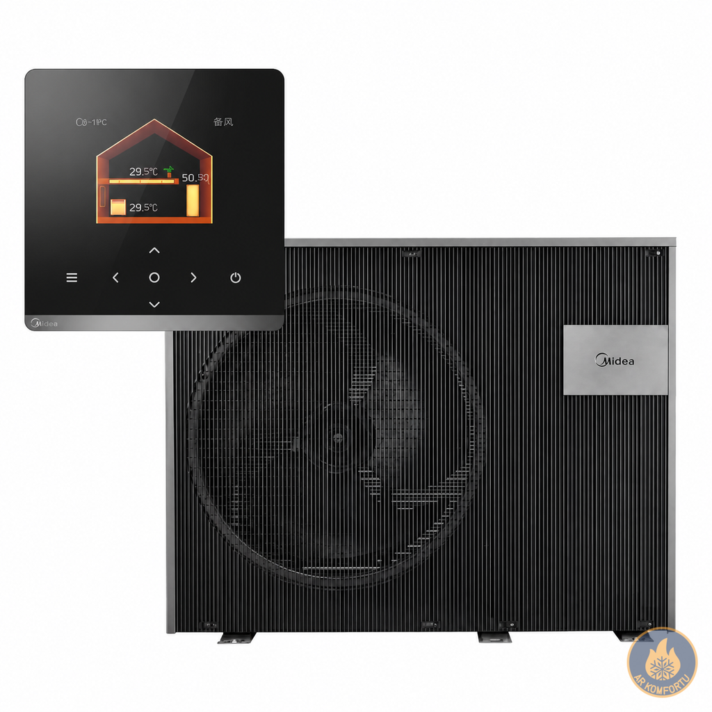 Gaiss ūdens siltumsūknis Midea 12kW, M-thermal Nature sērija R290, Monobloks