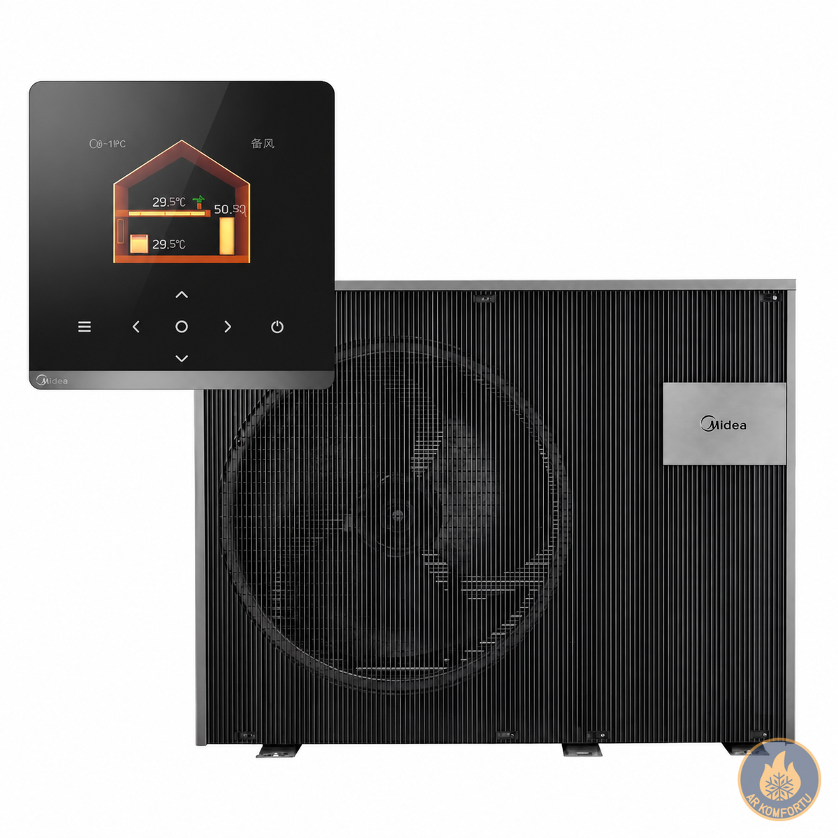 Gaiss ūdens siltumsūknis Midea 16kW, M-thermal Nature sērija R290, Monobloks