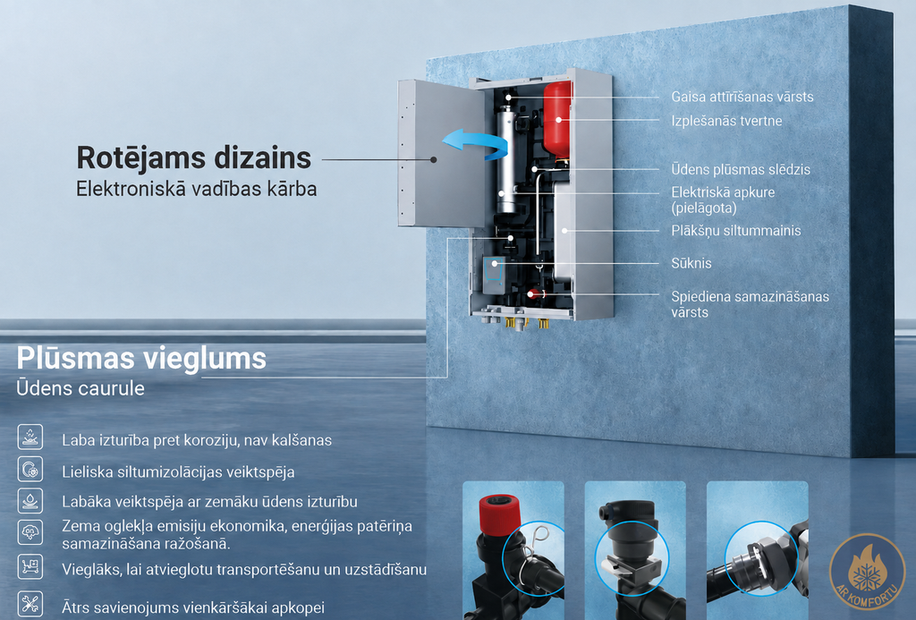 Gaiss - ūdens siltumsūknis Midea M- Thermal Hygge 12kW ar integrētu karstā ūdens tvertni 240 L  (MHA-V12WD2RN8-E / HBT-A160/240CDS90GN8-E)